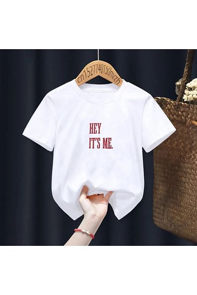 Machetta Tricou alb unisex cu imprimeu Hey I'TS ME pentru copii