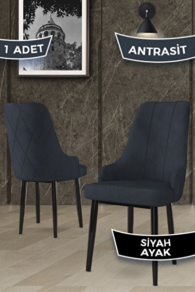 Canisa Trex Serisi 1.sınıf Babyface Kumaş Antrasit Sandalye Siyah Metal Ayak