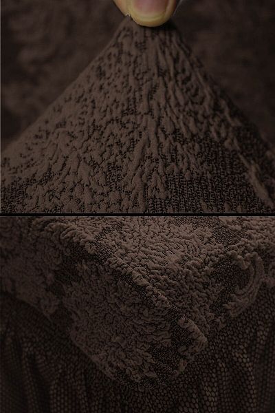 HEYTGAH Κάλυμμα καρέκλας πολυτελείας Jacquard 6 τμχ - Με ελαστική και πλενόμενη φούστα, σκούρο καφέ κάλυμμα