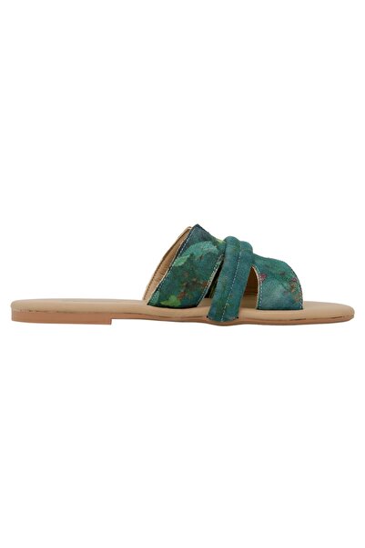 Dogo Women's Vegan Leather Green Slippers - Koi Design