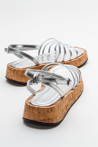 LuviShoes Sandale de damă ANGELA argintiu metalic