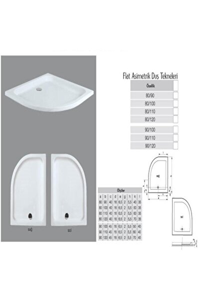 Genel Markalar Asimetrikoval Flat Duş Teknesi 80 X 90 H:5 Cm