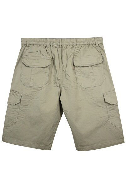 marufshop Stone Colored Plus Size Gabardine Shorts - Pocket Dekon