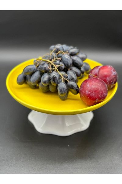 MeGgDecor Colorful Yellow Pedestal fruit plate presentation bowl cake stand Diameter 21cm height 10 cm