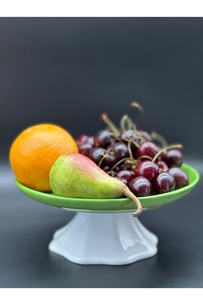 MeGgDecor Colorful Light Green Pedestal fruit plate presentation bowl cake stand Diameter 21cm height 10 cm