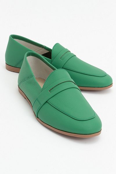 LuviShoes F05 Damen-Ballerinas aus echtem Leder in grüner Haut