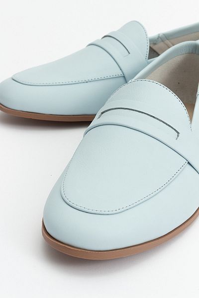LuviShoes حذاء باليه نسائي من الجلد الطبيعي باللون الأزرق الفاتح