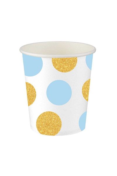 Roll-Up Light Blue Gold Polka Dot Paper Cup