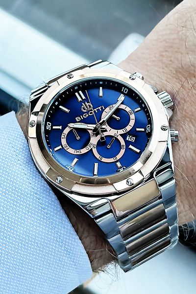 Bigotti Full Steel Men's Wristwatch 5 Atm Waterproof Two Colors + Bracelet Bme2003c5