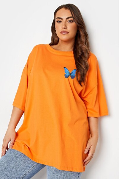 ZEMLİYA Unisex Πορτοκαλί Πορτοκαλί Crew Neck Cotton Oversize