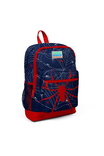 Coral High Kids Navy Blue Red Spider Patterned 2-Piece School Bag Set GOSET0223720