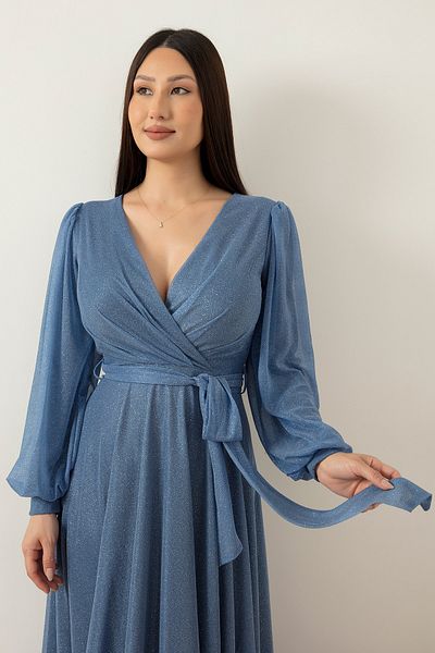 PULLIMM Rochie de seara din tul cu sclipici cu decolteu dublu 39427