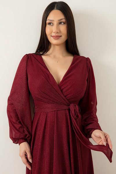PULLIMM Rochie de seara din tul cu sclipici cu decolteu dublu 39427