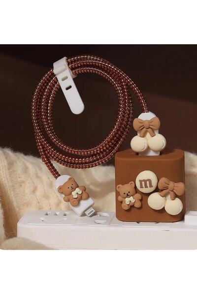 HappyCase Iphone 20w Uyumlu Şarj Başlık Kablo Koruyucu Ve Spiral Kablo Koruyu...