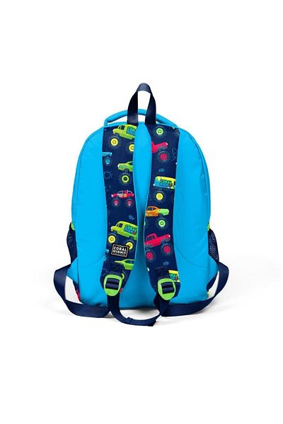 Coral High Kids Blue Navy Blue Monster Truck Patterned 2-Piece School Bag Set GOSET0223406