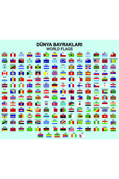Master Dünya Bayrakları 188 Ülke Sticker (60x50cm)