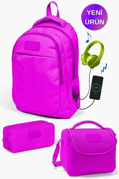 Coral High Kids Pink USB 3-Piece School Bag Set GOSET0124310