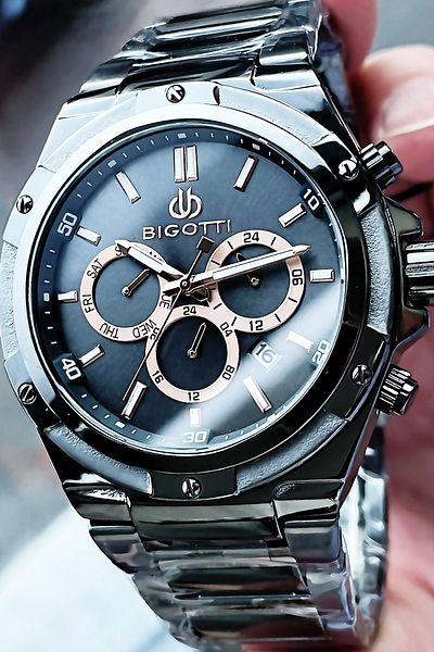 Bigotti All Steel Men's Wristwatch 5 Atm Waterproof Smoked Color Bracelet Gift Elg918
