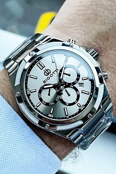 Bigotti All Steel Men's Wristwatch 5 Atm Waterproof Silver Color Bracelet Gift Elg916