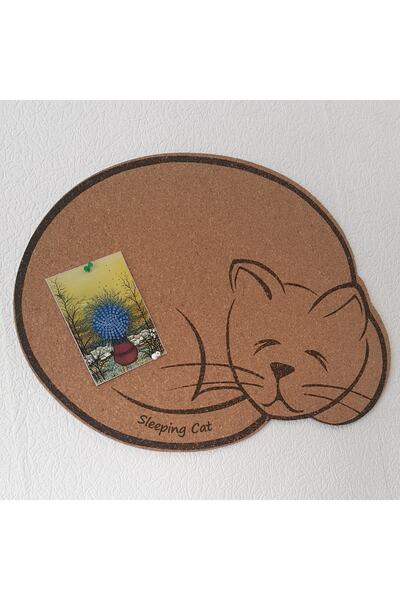 direkt-al Uyuyan Kedi Mantar Duvar Panosu Arkası Yapışkanlı 42 Cm X 56 Cm