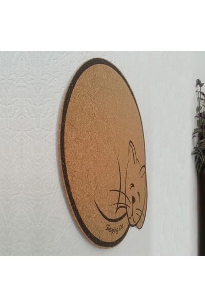 direkt-al Uyuyan Kedi Mantar Duvar Panosu Arkası Yapışkanlı 42 Cm X 56 Cm