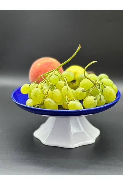MeGgDecor Colorful Navy Blue Footed fruit plate presentation bowl cake stand Diameter 21cm height 10 cm