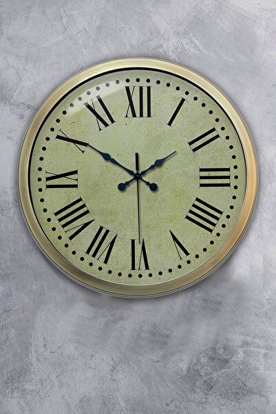 Platin Saat 40 cm Metal Romen Duvar Saati