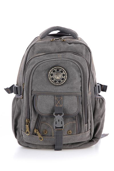 MUCCO Unisex γκρι σακίδιο πλάτης από καμβά - Ccs51413, Αδιάβροχο, Πολλαπλές τσέπες