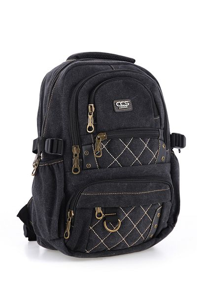 MUCCO Ccs51411 Μοντέλο Unisex Μαύρο σακίδιο πλάτης από καμβά - με τσέπη και αδιάβροχο