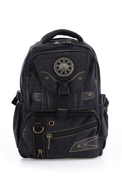 MUCCO Unisex μαύρο σακίδιο πλάτης από καμβά - Αδιάβροχο, με πολλές τσέπες, μοντέλο Ccs51414
