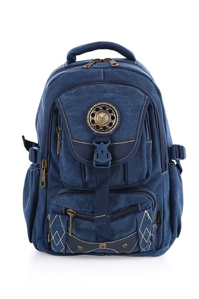 MUCCO Ccs51416 Model Unisex Navy Blue Canvas Backpack - Αδιάβροχο, Πολλαπλές τσέπες