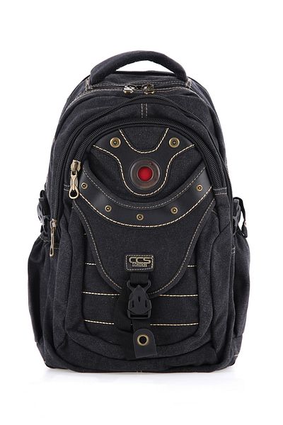 MUCCO Unisex μαύρο σακίδιο πλάτης από καμβά - Αδιάβροχο, με πολλές τσέπες Ccs51405