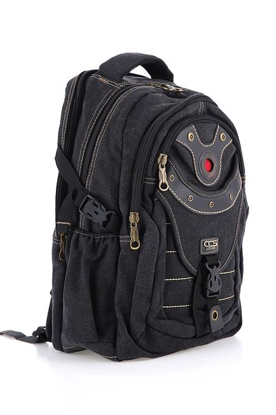 MUCCO Unisex μαύρο σακίδιο πλάτης από καμβά - Αδιάβροχο, με πολλές τσέπες Ccs51405