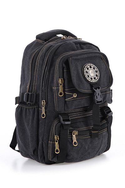 DİNGABAGS ÇÇS Μαύρο Ccs51415 Πανί από καμβά Unisex Αδιάβροχο σακίδιο πλάτης με πολλές τσέπες