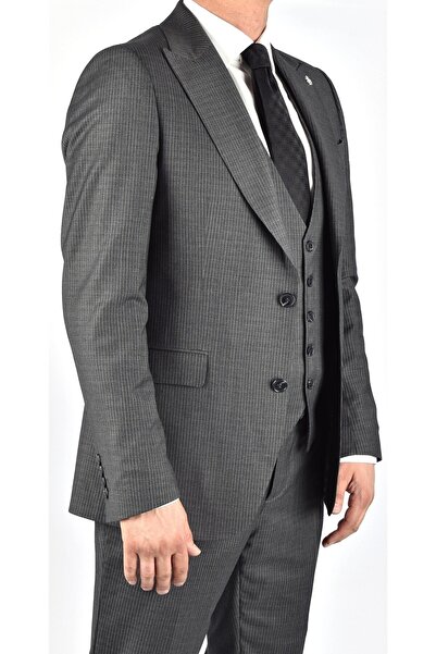 Carutte TK 40 2023-ÇİZGİLİ YELEKLİ SLİMFİT TAKIM ELBİSE/GRİ/54 BEDEN - 6 DROP