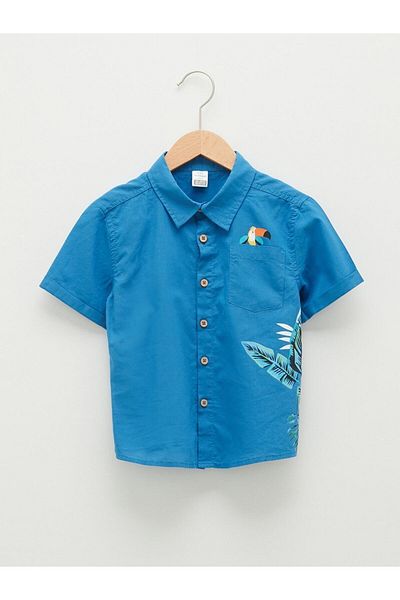 LC Waikiki Short Sleeve Printed Poplin Baby Boy Shirt