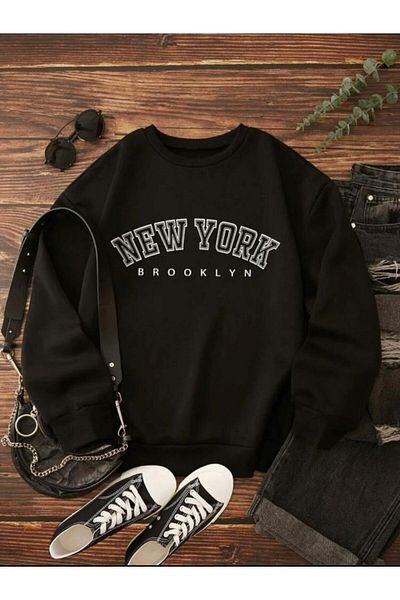 MOONBULL Schwarzes Unisex-Sweatshirt mit New York-Brooklyn-Aufdruck