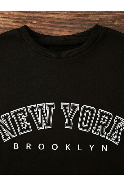 MOONBULL Schwarzes Unisex-Sweatshirt mit New York-Brooklyn-Aufdruck