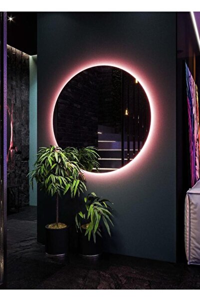 Narkissos Dizayn 90 Cm Rgb Çok Renkli Ledli Yuvarlak Duvar Aynası/ Banyo Ve M...