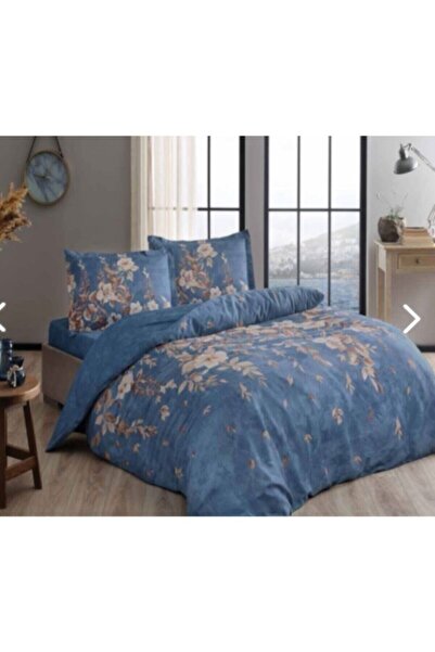 Taç Çift Kişilik Pamuk Saten Nevresim Takımı Roanne Mavi