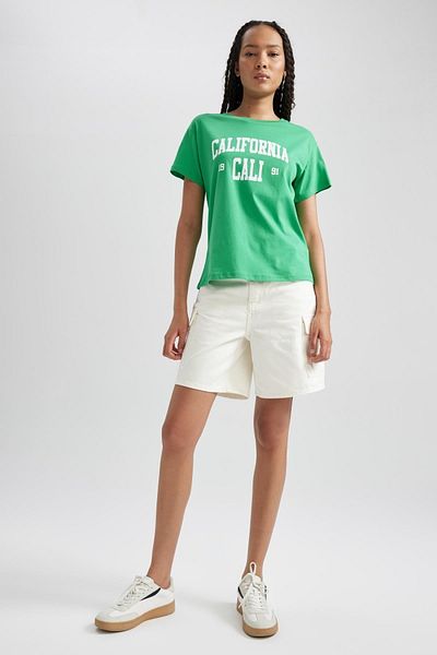 DeFacto Regular Fit Crew Neck Printed Short Sleeve 100% Cotton T-shirt B1013ax23hs