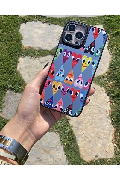 KILIF HOUSE Iphone 13 Pro Uyumlu Aynalı Renkli Kalpler Kılıf