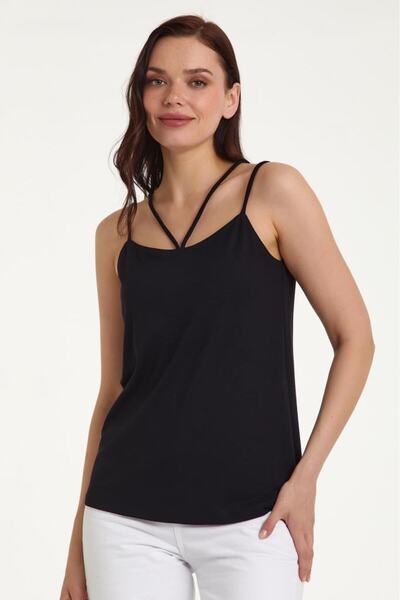 İKİLER Yakası Çapraz Biyeli Askılı Bluz 023-1072