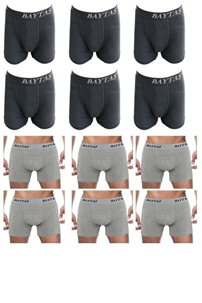 Vadastore Boxer pentru bărbați din bumbac economic Lycra, pachet de 12 negru-gri