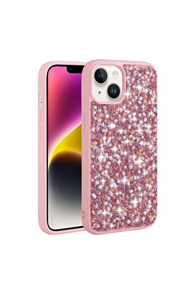 Rivor Apple iPhone 13 Uyumlu Kılıf Kamera Çıkıntılı Parlak Taşlı Tasarım Sert...