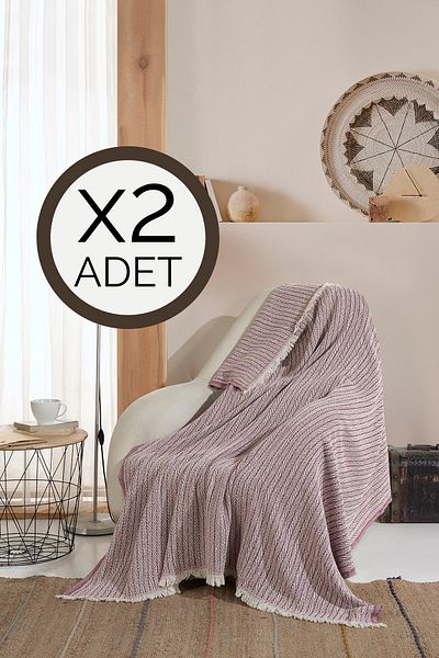 Lux Touch Vera Plum 2 bucăți huse pentru canapea șal 150 x 200 cm pătură TV bumbac