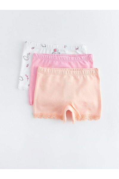 LC Waikiki Printed Baby Girl Boxers with Elastic Waist 3-Piece