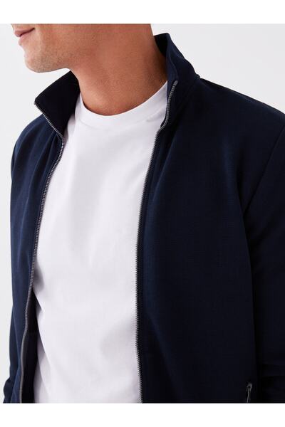 LC Waikiki Pánský sportovní kardigan s límečkem a dlouhým rukávem