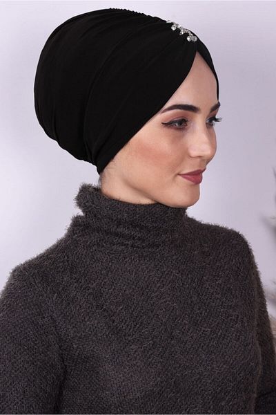 Nowa Scarf Stoned Casual and Evening Dress Bone Black