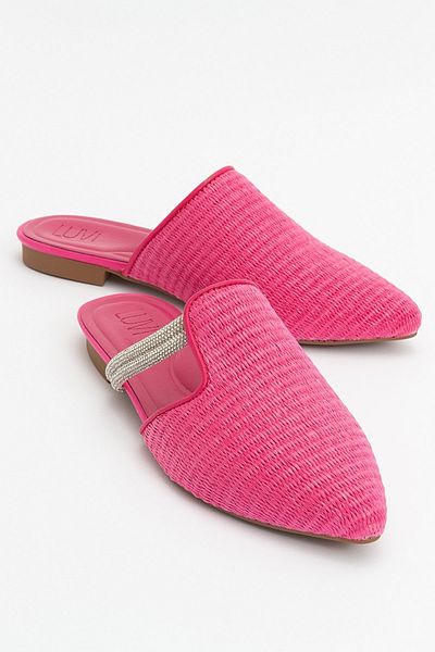 LuviShoes PESA Fuchsia Straw Stone Damenhausschuhe